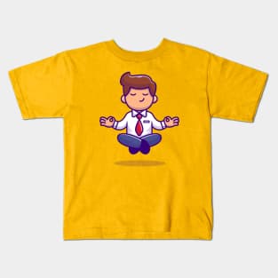 Employee Doing Yoga Meditation Cartoon Kids T-Shirt